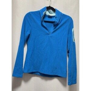 Danskin Now Women's M Blue Fleece Quarter Zip Pullover Activewear Arm Pocket